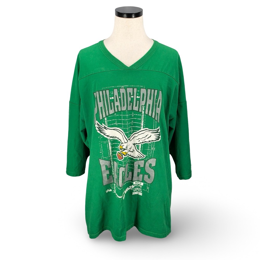 Vintage Majestic Philadelphia Eagles Beyond Lines T-Shirt Kelly Green Mens 4XL